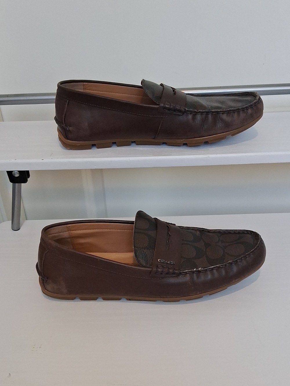 Coach Men’s Dark Brown Signature Canvas & Leather Penny Loafers